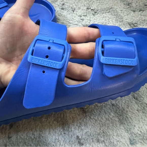 Birkenstock Arizona Essentials EVA Blue Slides Pool Shoes Double Buckle Sandals - Picture 12 of 14